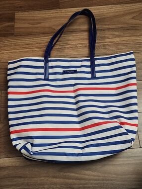 🔥 Navy, White & Red Striped Tote Bag